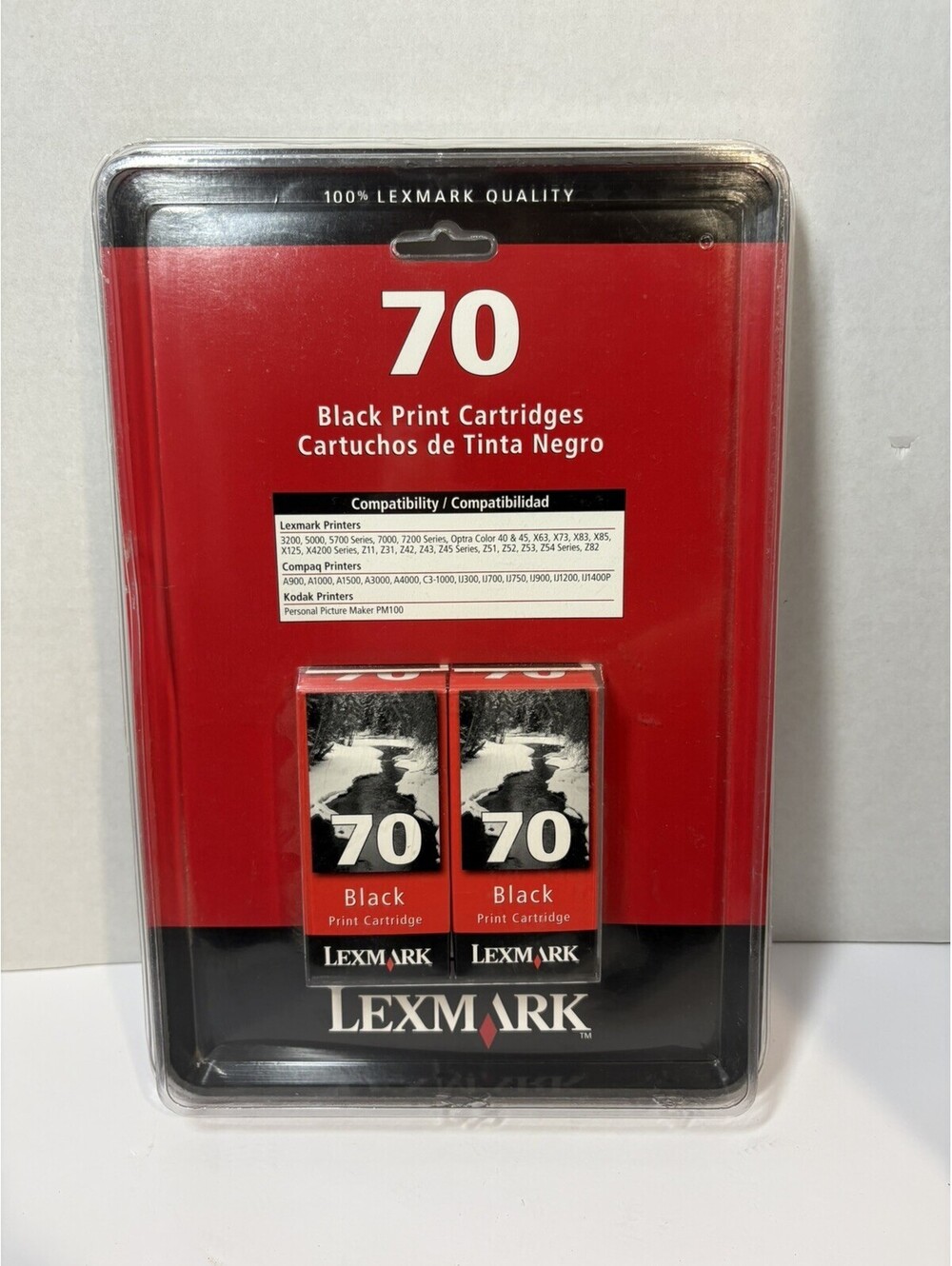 NEW SEALED Lexmark 70 Black Ink Cartridge Twin Pack - 12A1970 - Genuine